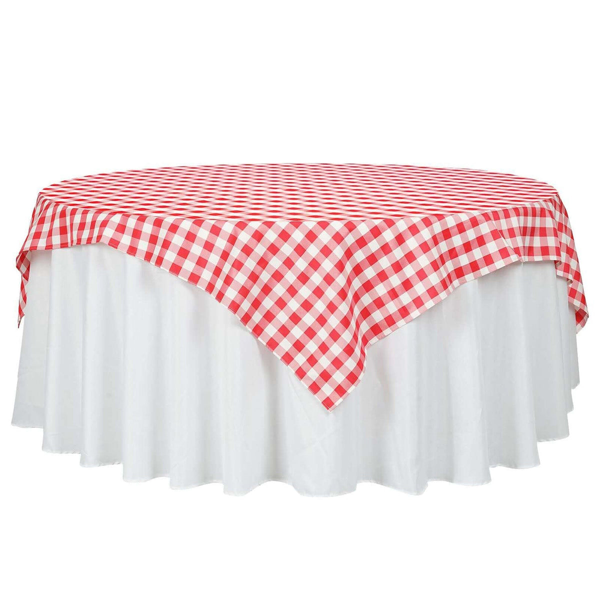 Polyester 70"x70" Table Overlay Square Tablecloth White/Red - Checkered Buffalo Plaid Table Topper