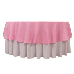 Premium Polyester 90" Round Tablecloth Pink - Stain and Wrinkle-Resistant Design with 220GSM Thickness Table Cover