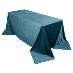 Premium Velvet 90"x132" Rectangle Tablecloth Peacock Teal - Reusable Soft & Seamless Table Cover
