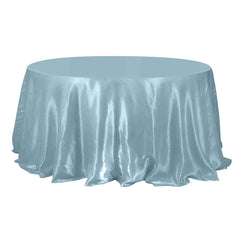 Satin 132" Round Tablecloth Dusty Blue - Stylish Seamless Table Cover